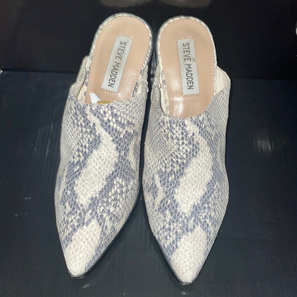Snakeprint Block Heel Savina Mule by Steve Madden
